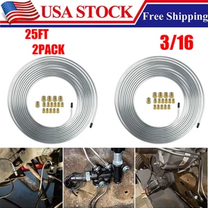 2x Copper Nickel Brake Line Tubing Kit 3/16 OD 25 FT Coil Roll All Size Fitting - Picture 1 of 13