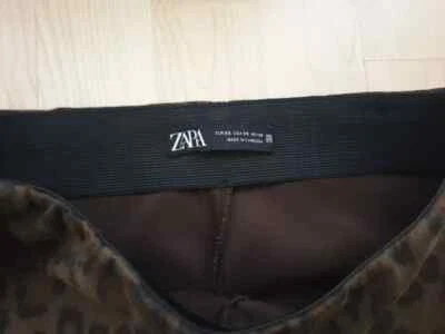 ZARA  Faux Suede Brown Leopard Print    Leggings SIZE XS - Image 1 of 4