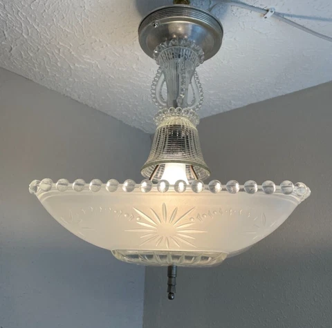 Vintage 1930-40s Bedroom Light Flush Mount Fixture Cover