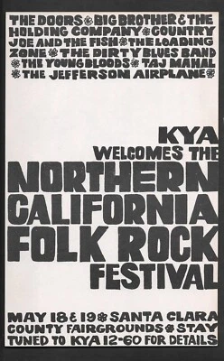 The Doors Airplane Janis Joplin Country Joe GD  Concert Handbill Flyer 1968 - Image 1 of 2