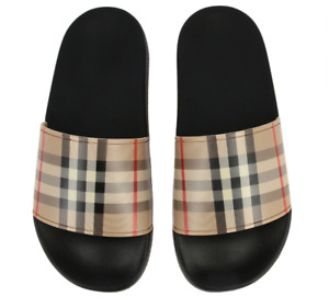 Burberry Men's Furley Brit Check Slide Rubber Sandals shoes, EU 43 / UK 9 size
