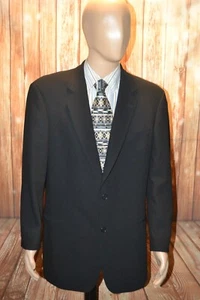 Hugo Boss Men Natural Stretch Black 2 Front Button Sports Coat Sz 44L - Picture 1 of 14