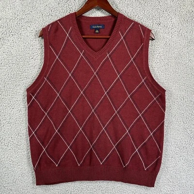 Chaleco Suéter Argyle Club Room Para Hombres L Borgoña Golf Informal Al Aire Libre Preppy Papá Foto 1 de 4