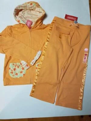 NWT Girls 9 Gymboree WILDFLOWER FIELDS 2 pc orange yoga set 2005 vtg hoodie pant - Image 1 of 4