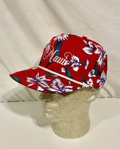 Vtg Trucker Hat Snapback Rope Bill Floral Print San Sun One Size “Maui” Hawaii - Picture 1 of 7