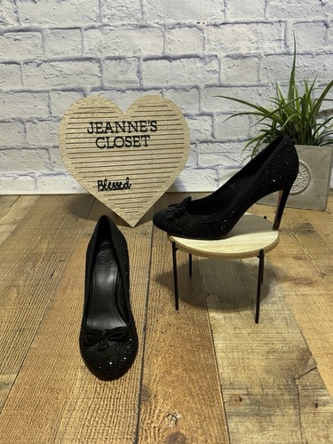 Scarpe con tacco Tory Burch 7 décolleté Phoenix scamosciate pump nere gioiello strass