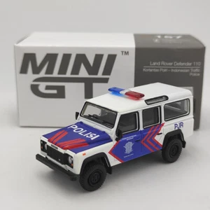 Diecast MINIGT 1/64 Scale Land Rover Defender Police Car Indonesian Police Model - Picture 1 of 15