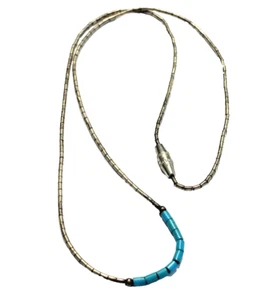 Collar de Plata Fina Delgado Azul Turquesa Piedra Cuentas Gargantilla Cuello Cierre de Barril - Imagen 1 de 7