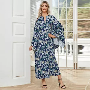 Women Long Sleeve Floral Maxi Dress Ladies Casual Loose Party Gown Dresses - Picture 1 of 5