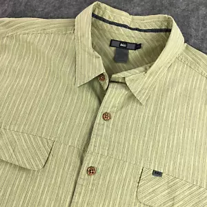 REI Herren Hemd mit Knopfleiste XL grün gestreift Kurzarm Pattentaschen Relaxed Fit - Bild 1 von 10