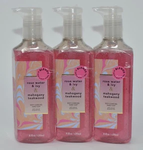 3 BATH BODY WORKS ROSE WATER IVY MAHOGANY TEAKWOOD DEEP CLEANSING HAND SOAP WASH - Picture 1 of 6