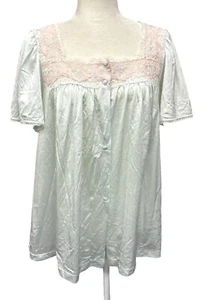 Vintage Vanity Fair Nachthemd Nachthemd blau rosa Spitze Gr. Large USA - Bild 1 von 8