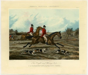 Antique Print-CROSS COUNTRY-HORSES-HUNTING SKETCHES-PL. 1-Alken-Harris-1859 - Picture 1 of 1