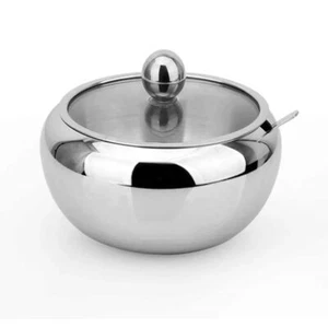 15oz Stainless Steel Sugar Bowl Pot with Lid and Spoon for Home Kitchen Food - Picture 1 of 7