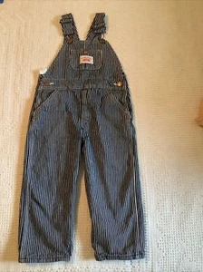 Roundhouse Blue & White Railroad Pinstriped Jean Overalls Boys/Girls Size 4T - Picture 1 of 5