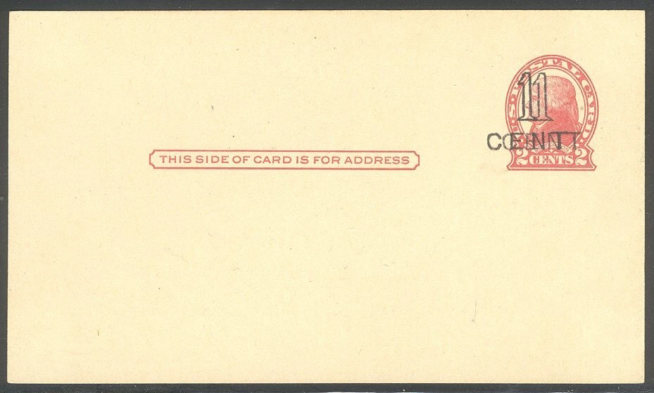U.S. #UX33b Mint - 1c on 2c Carmine, Dbl Ovpt - Image 1 of 1