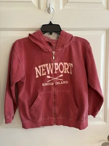 Comfort Colors Red Newport RI Zip-Up Hoodie Sweatshirt, Youth Sz Medium - Picture 1 of 7