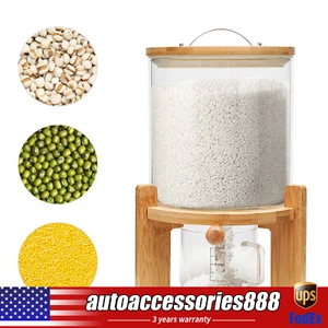 5L Rice Dispenser Grain Container Cereal Storage Dry Food Glass Bottle w/ Valve - Picture 1 of 21