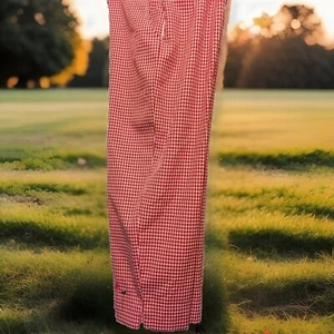 Markenlos Damen Freizeit Blumendetail Kariert Lange Caprihose Größe L Rot - Bild 1 von 11