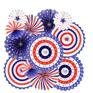 Independence Day Party Hanging Paper Fans Decorations Paperfan12m-americantheme - Picture 1 of 3