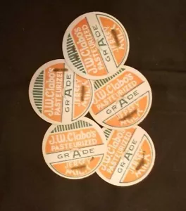 (5) NOS Vintage J.W Clabo's Milk Dairy Cap Wear Valley Tennessee TN Tenn Bottle - Foto 1 di 3