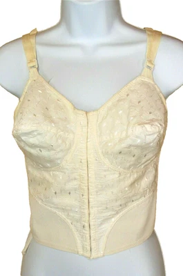 50S LONG LINE BRA 36C LINGERIE FRONT CLOSURE EMBROIDERED COTTON ROCKABILLY BRA - Image 1 of 4