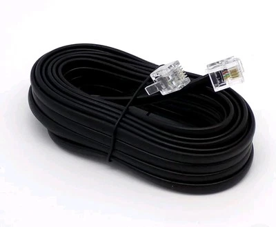 Black RJ11-RJ11 Cable ADSL BT SKY Broadband Modem Internet DSL Land-Line Lead  - Image 1 of 2