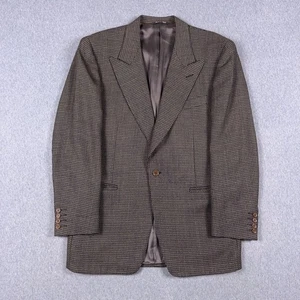 Canali Blazer Mens IT 48 Brown Wool Geometric Check Sport Coat Barcelino Italy - Picture 1 of 13