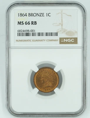 1864 NGC MS66RB Indian Head Penny Great Eye Appeal - Image 1 of 3