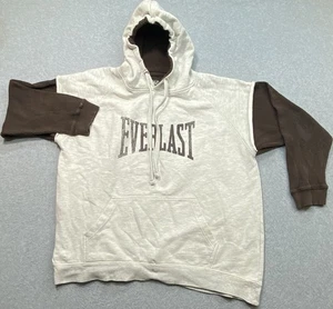 Everlast Gray Body And Brown Sleeves Hoodie Men’s Sz XL Boxing Club Distressed - Picture 1 of 9