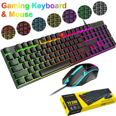 Gaming Keyboard and Mouse Combo - LED Backlit RGB Keyboard - Desktop Keyboard - Image 1 of 4