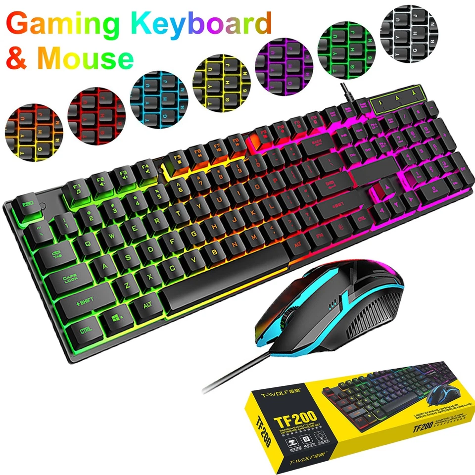 Gaming Keyboard and Mouse Combo - LED Backlit RGB Keyboard - Desktop Keyboard - Image 1 of 4