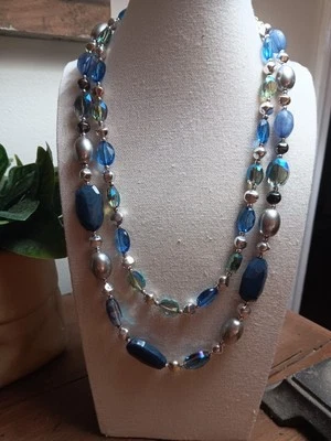 Jones Нью-Йорк синий и серебро бисером ожерелье - Изображение 1 из 4