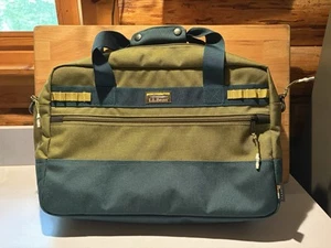 LL Bean Laptoptasche Reise Aktentasche blau grün Nylon Canvas gelb Baumfutter - Bild 1 von 11