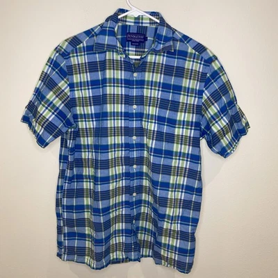 Pendleton Men’s Small Plaid Short Sleeve Button Up Blue Green White Cotton - Image 1 of 4