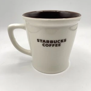 Original Starbucks 16 Unzen Größe Bone China Kaffeebecher Tasse weiß braun 2009 - Bild 1 von 10