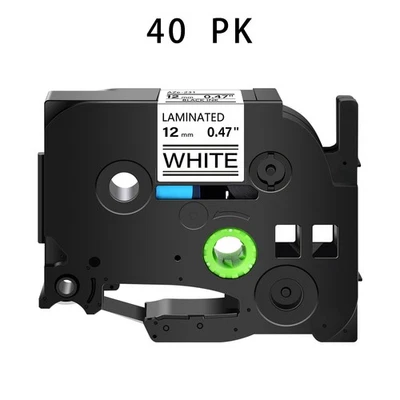 40x writing tape TZE-231 12mm black on white for Brother PT-D600 D200BT 1890 - Image 1 of 4