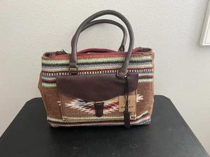 NEW ARIAT  Western Ladies Sheridan Southwestern Laptop Tote Bag  Leather Wool - Picture 1 of 5