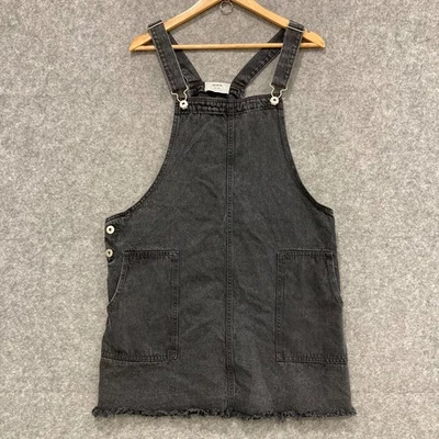 Cotton On Dress Womens Size XL Washed Black Mini Pinafore Dungaree Cotton 27414 - image 1 of 4