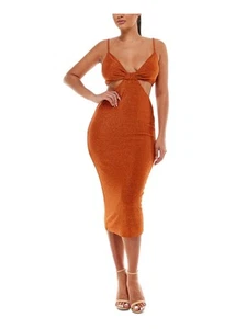 BEBE Womens Adjustable Straps Lined Sleeveless V Neck Midi Party Body Con Dress - Picture 1 of 11
