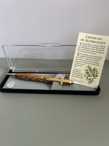 Handgefertigter handgedrechselter Olivenholz für Bethlehem Goldrand Drehstift mit Kartenbox - Bild 1 von 5