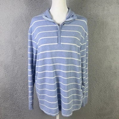 Tasc Performance 套衫女式中号蓝色白色条纹竹制四分之一拉链 — 第 1/4 张图片