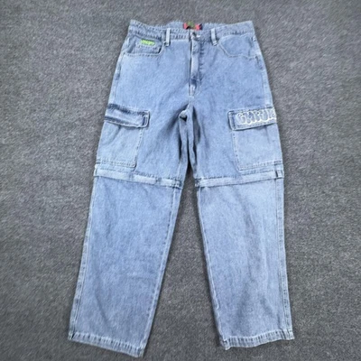 Pantalones de mezclilla Empyre Relax para mujer 16 azules cargo calce suelto graffiti convertibles Foto 1 de 4