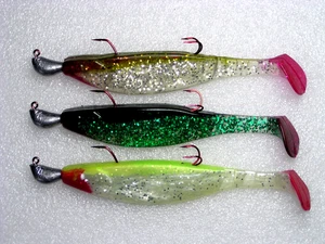3 Diabolo Jigs,50g auf 3 HakenSystem,16cm Relax Gummifische,VMC,Norwegen,Neu - Bild 1 von 2