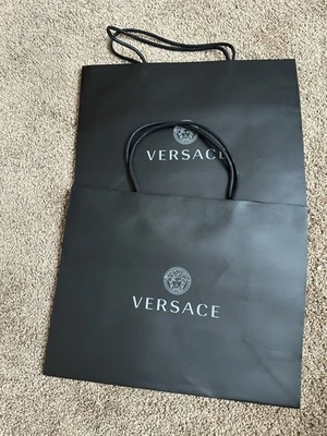 "2 bolsas de papel de compras negras auténticas Versace bolso de regalo mediano 14"" X 11"" X 6,25""" Foto 1 de 4