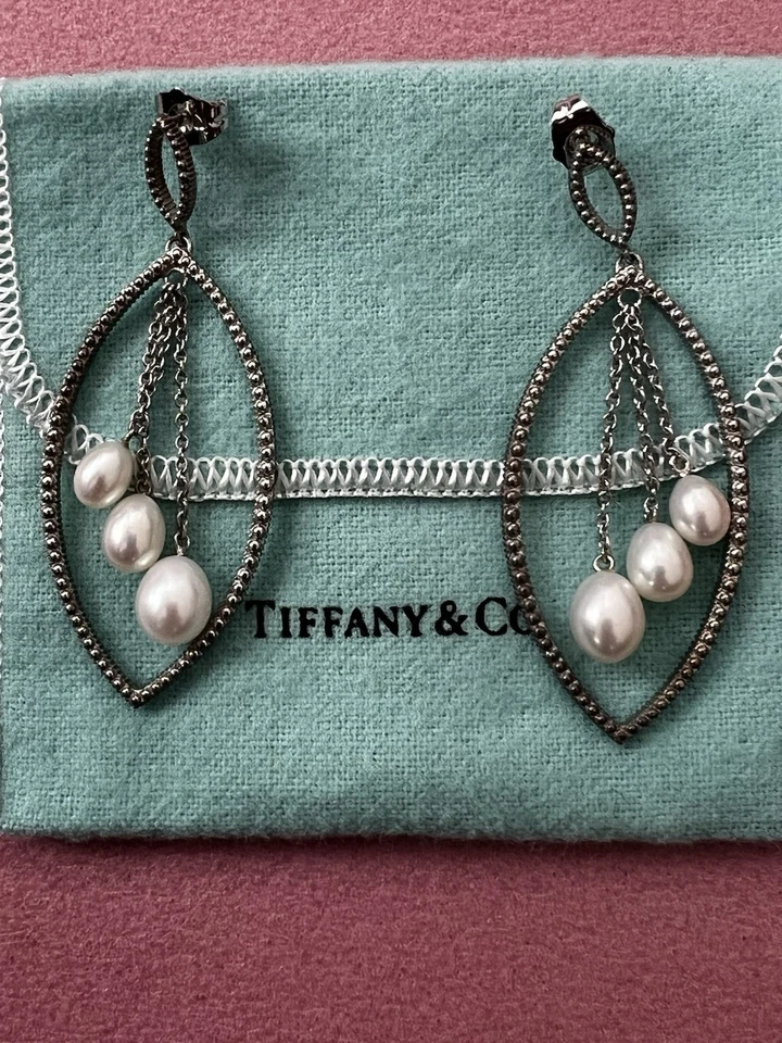 Pendientes Iridesse By Tiffany & Co Perla Plata de Ley $850+++ Foto 1 de 1