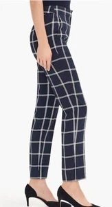 Pantaloni donna J Crew 365 nuovi con etichette 12 blu navy avorio ragazza francese finestra slim crop J8196 - Foto 1 di 12