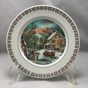 Currier und Ives Teller Winter Deko The Four Seasons Collection Schlitten  - Bild 1 von 5