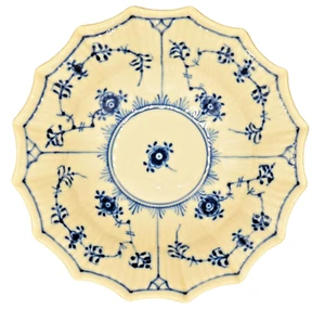 ROYAL COPENHAGEN Antique Original Vintage Artist Signed Fluted Blue Plate Bowl - Picture 1 of 12