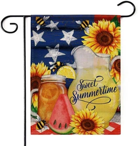 Summer Time Outdoor Garden Flag - 12“×18” Double-Sided Decorative House Welcome - Picture 1 of 4